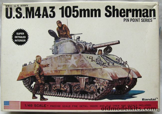 Bandai 1/48 M4A3 105MM Sherman Tank, 8288 plastic model kit